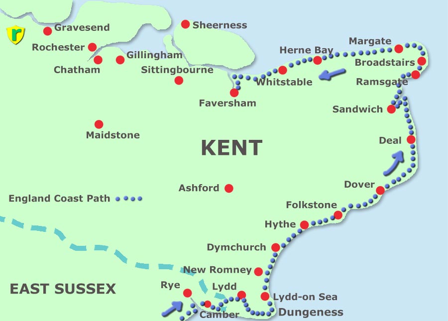 Kent coast path map